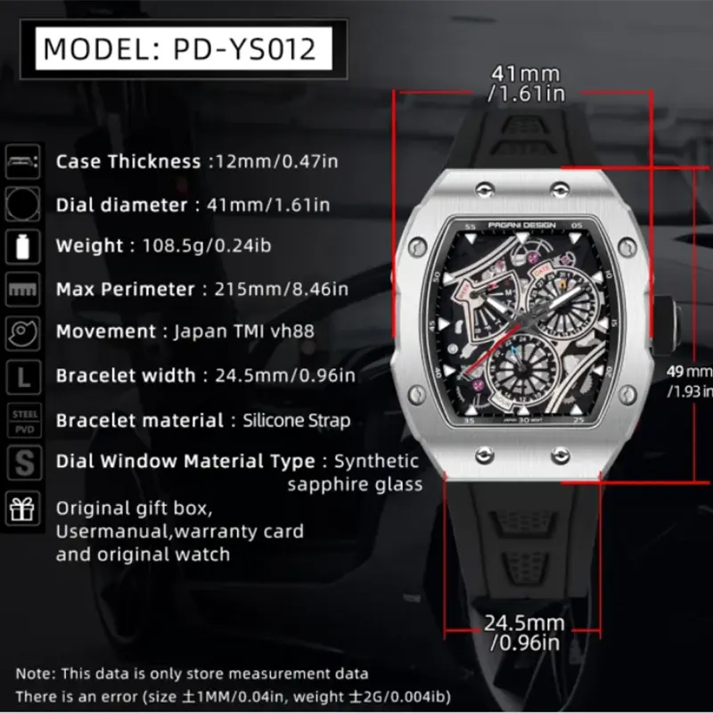 Pagani Design Multifunction Full Black Men's Watch- PD-YS012